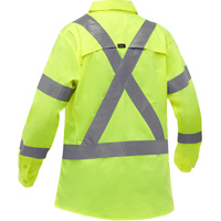 Bisley&reg; X-Back Women's Long Sleeve Work Shirt with X-Airflow, Poly-Cotton, Small, High Visibility Lime-Yellow Fastek