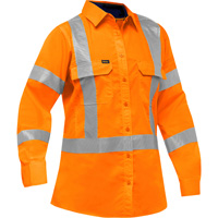 Bisley&reg; X-Back Women's Long Sleeve Work Shirt with X-Airflow, Poly-Cotton, Small, High Visibility Orange Fastek