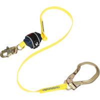 Coated Web Shock-Absorbing Lanyard, 6', Rebar Hook Center, Snap Hook Leg Ends Fastek