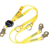 Twin-Leg Tie-Back Web Shock-Absorbing Lanyard, 6', Snap Hook Center, Snap Hook Leg Ends, Polyester Fastek