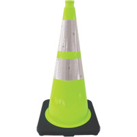 Premium Traffic Cone, 28", Lime Green, 4" & 6" Reflective Collar(s) Fastek