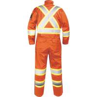 Fire-Resistant Coverall with High-Visibility Bands, Size Small, Orange Fastek