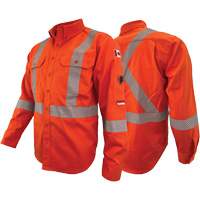 Atlas Guardian&reg; FR/AR Work Shirts with 2" Striping, X-Small, High Visibility Orange Fastek