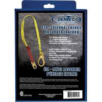 External Energy Absorber Lanyard with 2-1/4" Hook in Retail Box, 6', Snap Hook Center, Snap Hook Leg Ends, Polyester Fastek