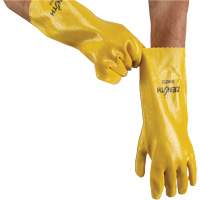 Rough-Finish Chemical-Resistant Gloves, Size 9, 14" L, PVC, Interlock Inner Lining, 47-mil Fastek