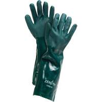 Double Dipped Green Gloves, 18" L, PVC, Cotton Jersey Inner Lining, 70-mil Fastek
