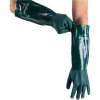 Double Dipped Green Gloves, 18" L, PVC, Cotton Jersey Inner Lining, 70-mil Fastek