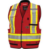6678 High-Visibility Antimicrobial Mesh-Back Surveyor Vest, Red, Small, Polyester Fastek