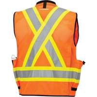 6680 High-Visibility Antimicrobial Mesh-Back Surveyor Vest, High Visibility Orange, Small, Polyester Fastek