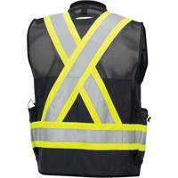 6679 High-Visibility Antimicrobial Mesh-Back Surveyor Vest, Black, Small, Polyester Fastek