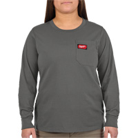 GRIDIRON Long Sleeve Pocket T-Shirt, Women's, X-Small, Grey Fastek