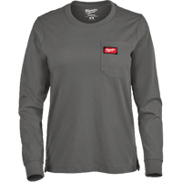 GRIDIRON Long Sleeve Pocket T-Shirt, Women's, X-Small, Grey Fastek