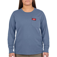 GRIDIRON Long Sleeve Pocket T-Shirt, Women's, X-Small, Blue Fastek
