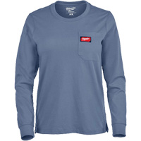 GRIDIRON Long Sleeve Pocket T-Shirt, Women's, X-Small, Blue Fastek