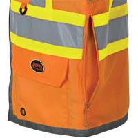 Pioneer Mesh Back Zip Front Surveyor Safety Vest, High Visibility Orange, Small, Polyester Fastek