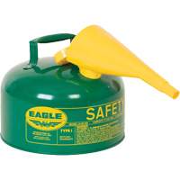 Safety Can for Combustibles with Funnel, Type I, Galvanized Steel, 2.5 US gal., Green, FM Approved/UL/ULC Listed Fastek