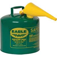 Safety Can for Combustibles with Funnel, Type I, Galvanized Steel, 5 US gal., Green, FM Approved/UL/ULC Listed Fastek