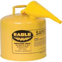 Safety Can for Diesel with Funnel, Type I, Galvanized Steel, 5 US gal., Yellow, FM Approved/UL/ULC Listed Fastek