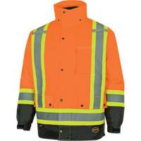 5056 Pioneer&reg; Yukon 7-in-1 Waterproof Winter Safety Parka, Polyester, Black/High Visibility Orange, X-Small Fastek