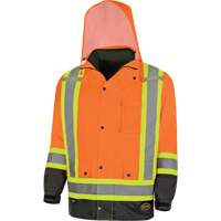 5056 Pioneer&reg; Yukon 7-in-1 Waterproof Winter Safety Parka, Polyester, Black/High Visibility Orange, X-Small Fastek