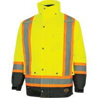 5057 Pioneer&reg; Yukon 7-in-1 Waterproof Winter Safety Parka, Polyester, Black/High Visibility Lime-Yellow, X-Small Fastek