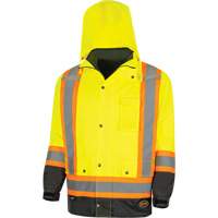 5057 Pioneer&reg; Yukon 7-in-1 Waterproof Winter Safety Parka, Polyester, Black/High Visibility Lime-Yellow, X-Small Fastek