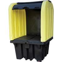 Yellow Roll Top Hardcover Spill Pallet, 65" L x 65" W x 101" H, 5000 lbs. Load Capacity Fastek