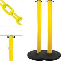 Industrial Stanchion Kit with Plastic Chain, 37" High, Yellow Fastek