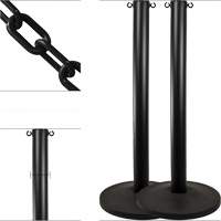 Industrial Stanchion Kit with Plastic Chain, 37" High, Black Fastek