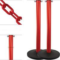 Industrial Stanchion Kit with Plastic Chain, 37" High, Red Fastek