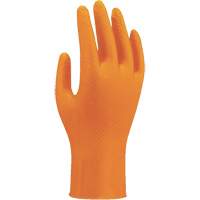 Gants jetables haute visibilit&eacute; 709HVO, 7/Petit, Nitrile, 8 mils, Sans poudre, Orange Fastek