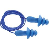 Bouchons d'oreilles r&eacute;utilisables bleus 100 % d&eacute;tectables par m&eacute;tal SEALTEC TipGrip, Avec cordon, Taille unique, Vrac - Boîte, NRR dB 26 dB Fastek