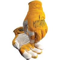Gants de soudeur TIG/MIG de premi&egrave;re qualit&eacute; Caiman avec fermeture &agrave; boucles & crochets, Cuir de vache refendu, Taille Moyen Fastek