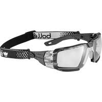 RUSH+ 2.0 XP M/L Safety Glasses with Black & Grey Frame, Clear Lens, Anti-Fog/Anti-Scratch, ANSI Z87+ Fastek