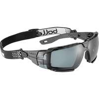 RUSH+ 2.0 XP M/L Safety Glasses with Black & Grey Frame, Smoke Lens, Anti-Fog/Anti-Scratch, ANSI Z87+ Fastek