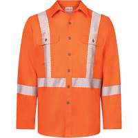 Chemise de travail haute visibilit&eacute; &agrave; bandes segment&eacute;es 7 oz de luxe Avenger, Style 652, Hommes, Petit, Orange Fastek