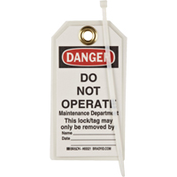 &eacute;tiquettes de verrouillage, Plastique, 3" la x 5-1/2" h, Anglais Fastek
