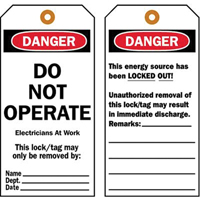 &eacute;tiquettes de verrouillage, Plastique, 3" la x 5-1/2" h, Anglais Fastek