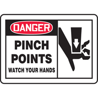 "Pinch Points" Sign, 7" x 10", Plastic, English with Pictogram Fastek