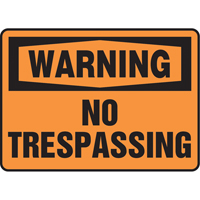 "No Trespassing" Sign, 7" x 10", Vinyl, English SS665 | Fastek