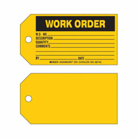 "Work Order" Tag, Paper, 5-3/4" W x 3" H, English Fastek