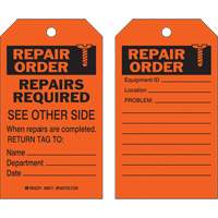Safety Repair Tag, Polyester, 4" W x 7" H, English Fastek