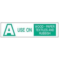 "A Use on Wood Paper Textiles and Rubbish" Labels, 6" L x 1-1/2" W, Green on White Fastek