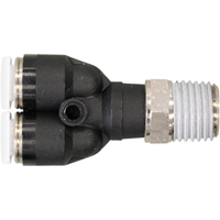 Topfit Male Threaded Y-Connector Fitting, 1/4" Dia, Polymer Fastek