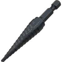 #1 Step Drill Bit, 1/8" - 1/2" , 1-3/2" Increments, High Speed Steel Fastek