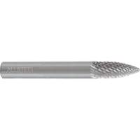 AllSteel Tapered Shape Carbide Burr, SG-5, 1/2" Dia., 1/4" Shank, 1" Depth of Cut Fastek