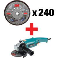 769F Flap Disc & Angle Grinder Kit, 5" x 7/8", Type 27, 40+ Grit, Ceramic Fastek