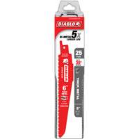 Lame de scie alternative pour la d&eacute;molition et les m&eacute;taux &eacute;pais, Bim&eacute;tal, 8-10 Dents par pouce, 6" lo Fastek