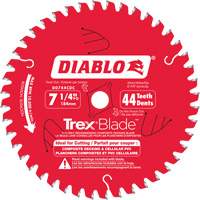Lame de scie &agrave; d&eacute;couper Trex Blade, 7-1/4", 44 dents, Pour Plastique/Plastique Fastek