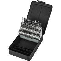 Stub Length Drill Bit Set, 60 Pieces, High Speed Steel Fastek